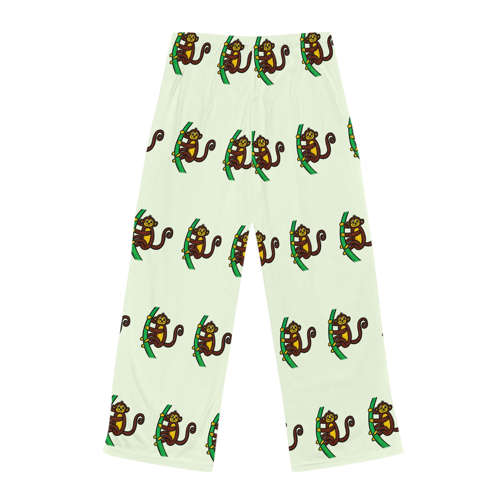 Hand-Drawn Cartoon Monkey Pattern Pajama Pants | All-Over Print