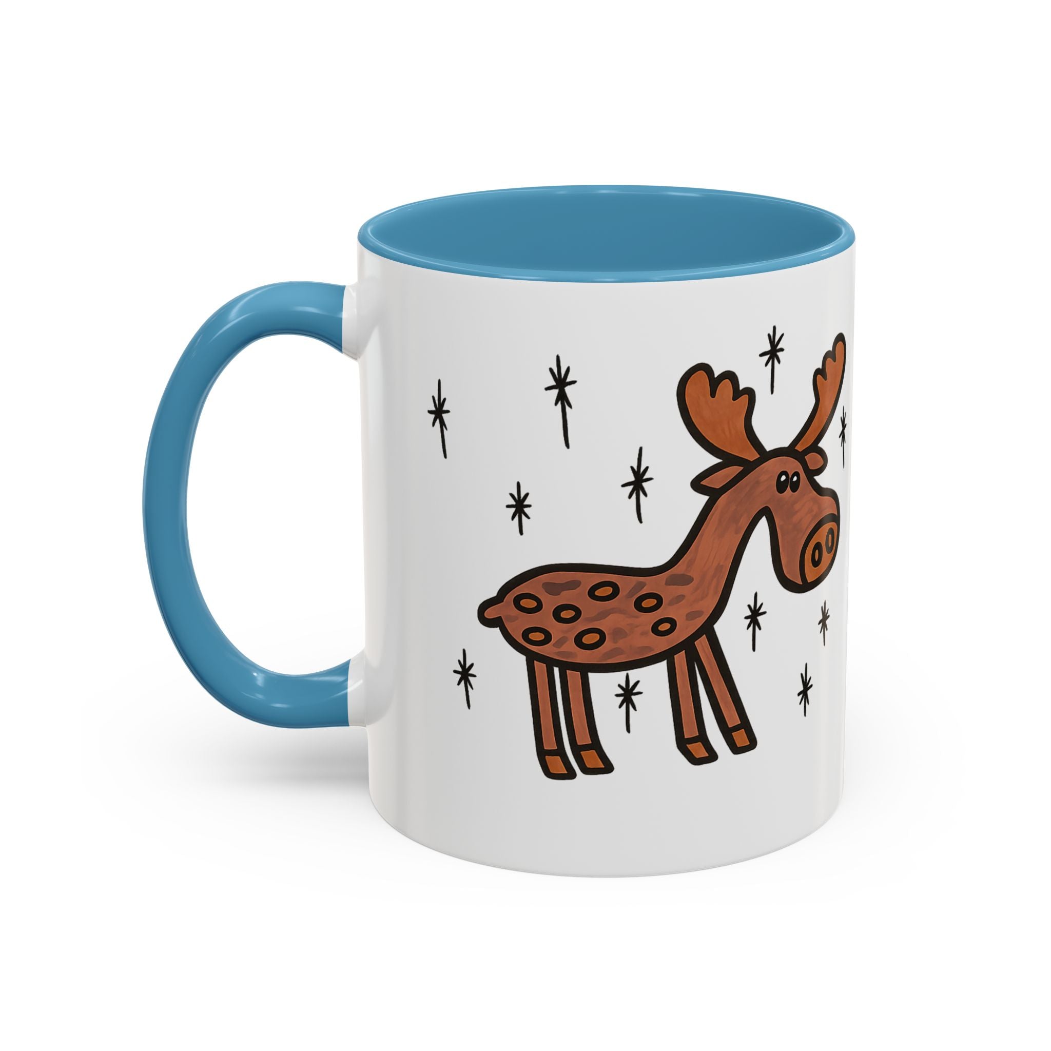 Hand-Drawn Retro Woodland Moose Mug | Accent Coffee Mug 11oz 15oz