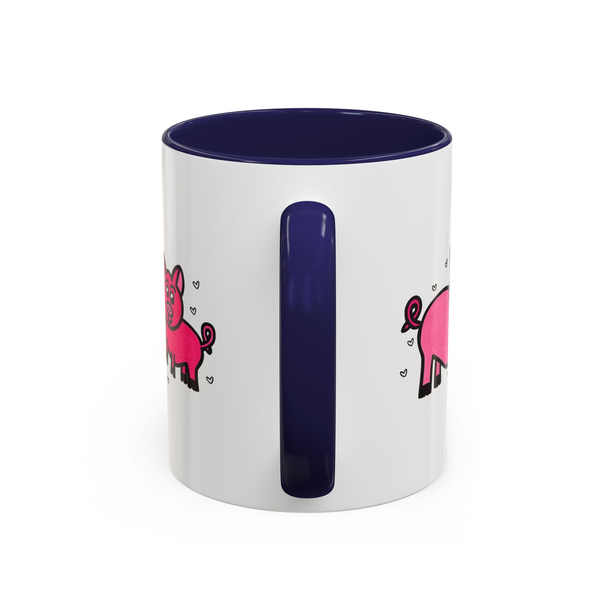 Hand-Drawn Pink Pig Pattern Mug | Accent Coffee Mug 11oz 15oz