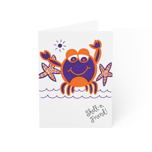 Cute Crab Greeting Card, Hand Drawn Coastal Card, Whimsical Beach Crab Card, Ocean Lover Gift Card