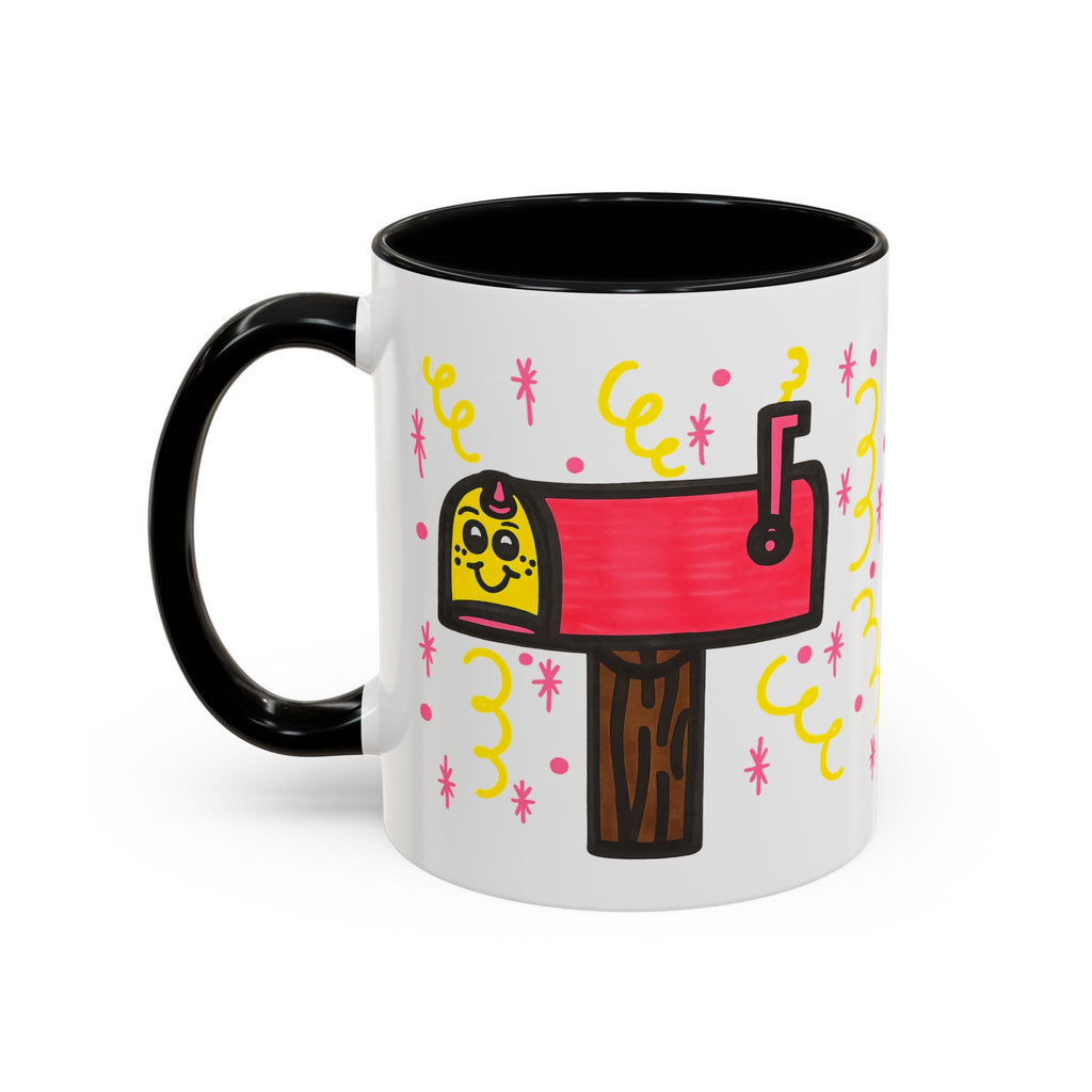 Hand-Drawn Cute Smiling Mailbox Mug | Accent Coffee Mug