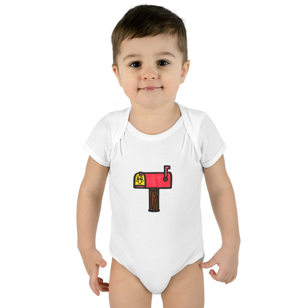 Hand-Drawn Cute Mailbox Illustration Infant Bodysuit | Baby Onesie