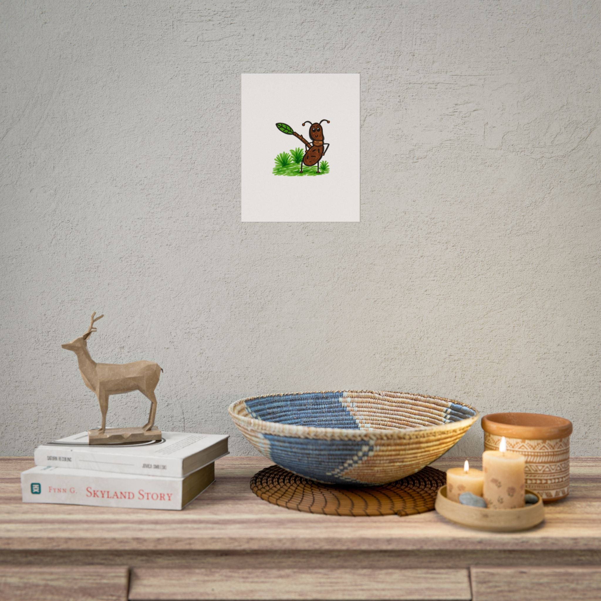 Hand-Drawn Cute Ant Illustration Rolled Posters | Cartoon Insect Art, Nursery Wall Decor