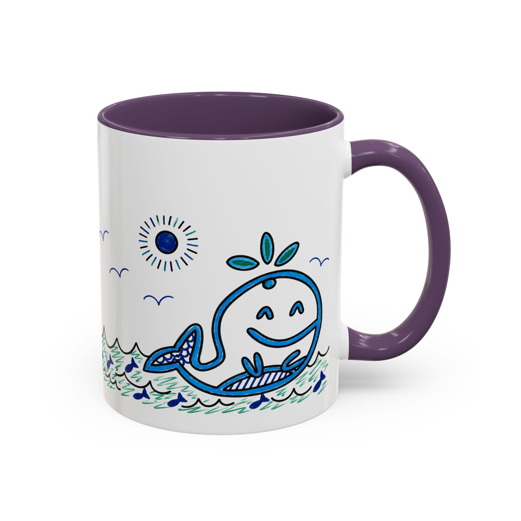 Hand-Drawn Smiling Whale Ocean Mug | Accent Coffee Mug 11oz 15oz