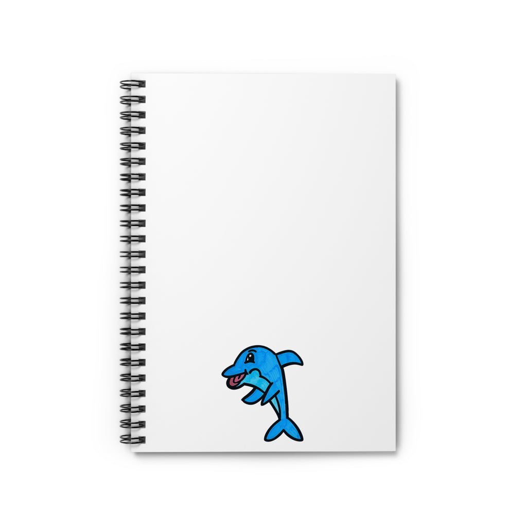 Hand-Drawn Cute Blue Dolphin Spiral Notebook | Ruled Line