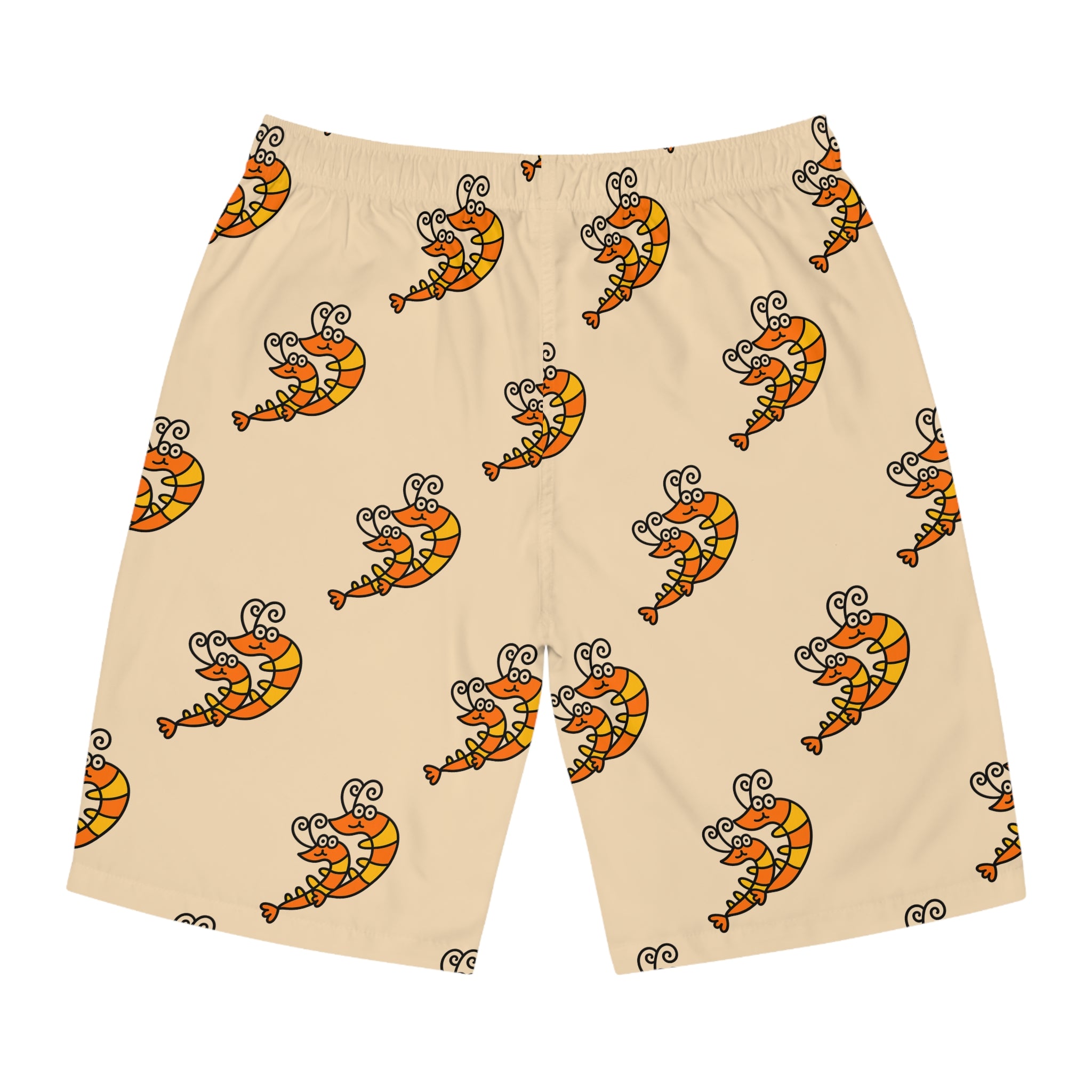 Hand-Drawn Cute Cartoon Shrimp Board Shorts | All Over Print
