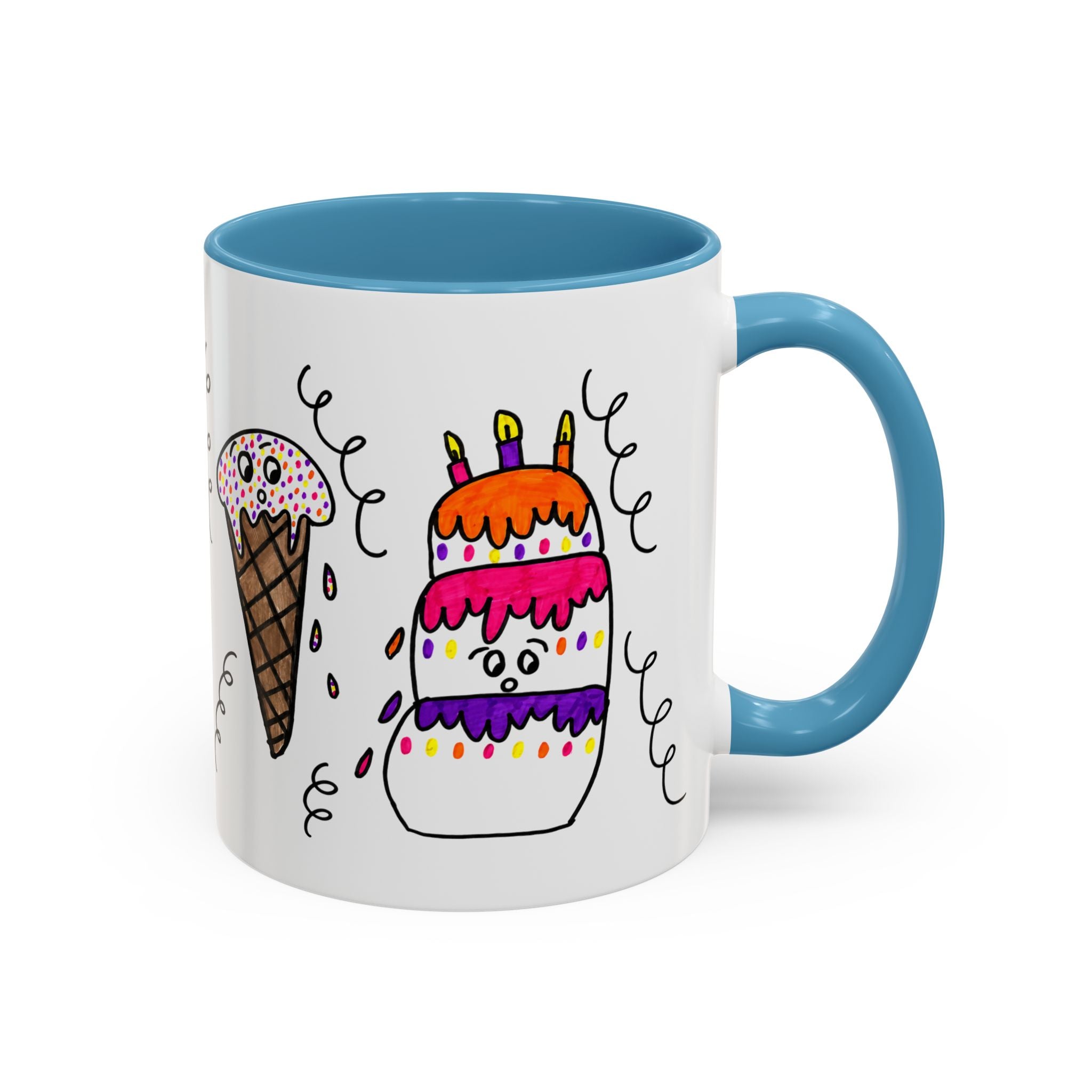 Hand-Drawn Cute Doodle Ice Cream & Cake Mug | Accent Coffee Mug