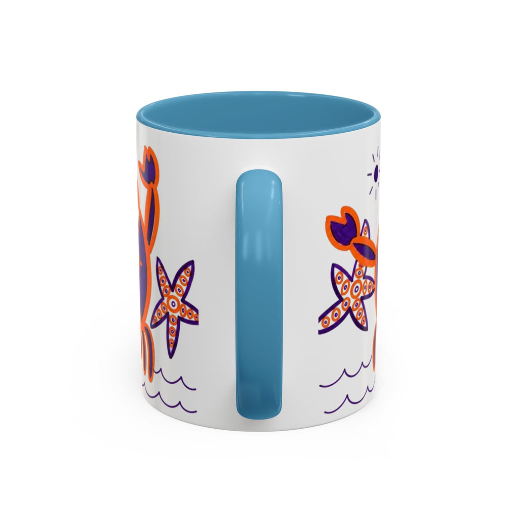 Hand-Drawn Playful Purple Orange Crab mug | Accent Coffee Mug