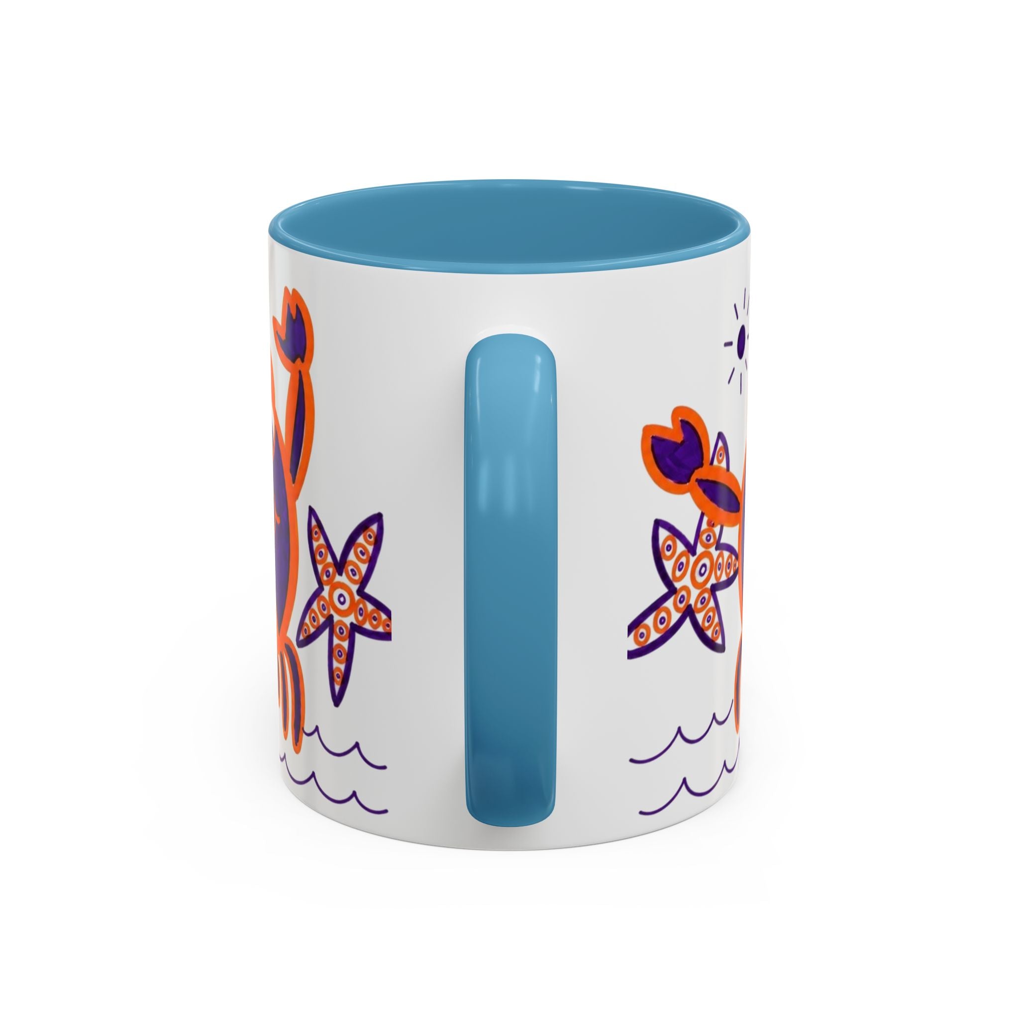 Hand-Drawn Playful Purple Orange Crab mug | Accent Coffee Mug