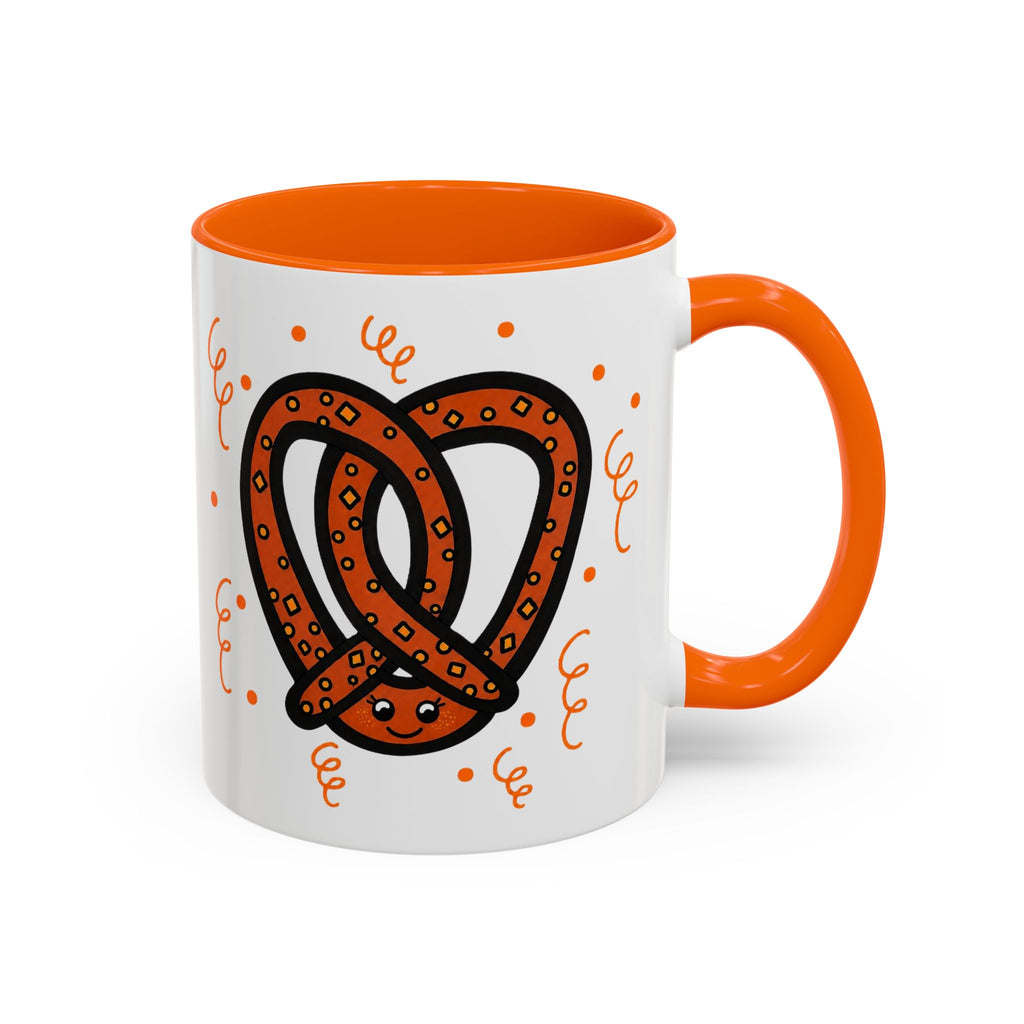 Hand-Drawn Orange Pattern Pretzel mug | Accent Coffee Mug 11oz 15oz