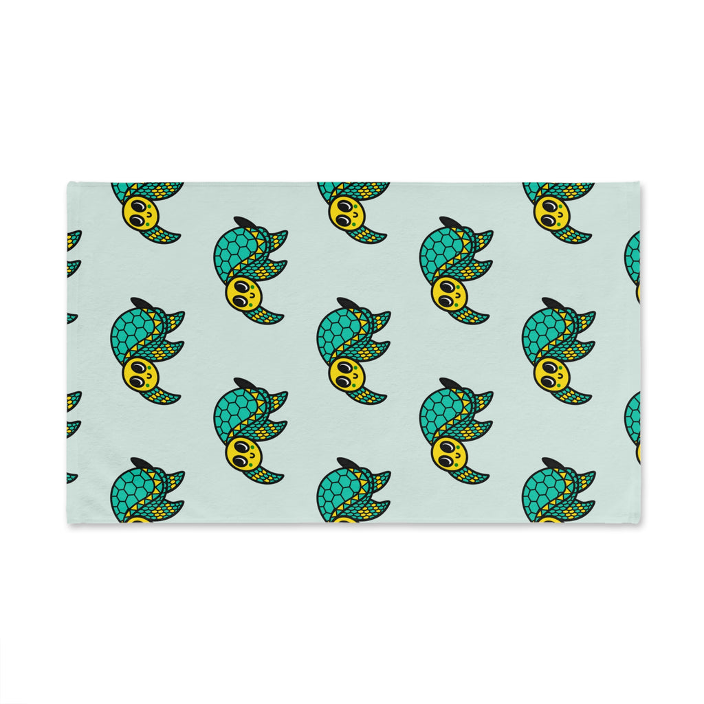 Hand-Drawn Cute Sea Turtle Hand Towel, Coastal Bathroom Decor, Whimsical Ocean Kitchen Towel, Turtle Tea Towel, Beach House Gift