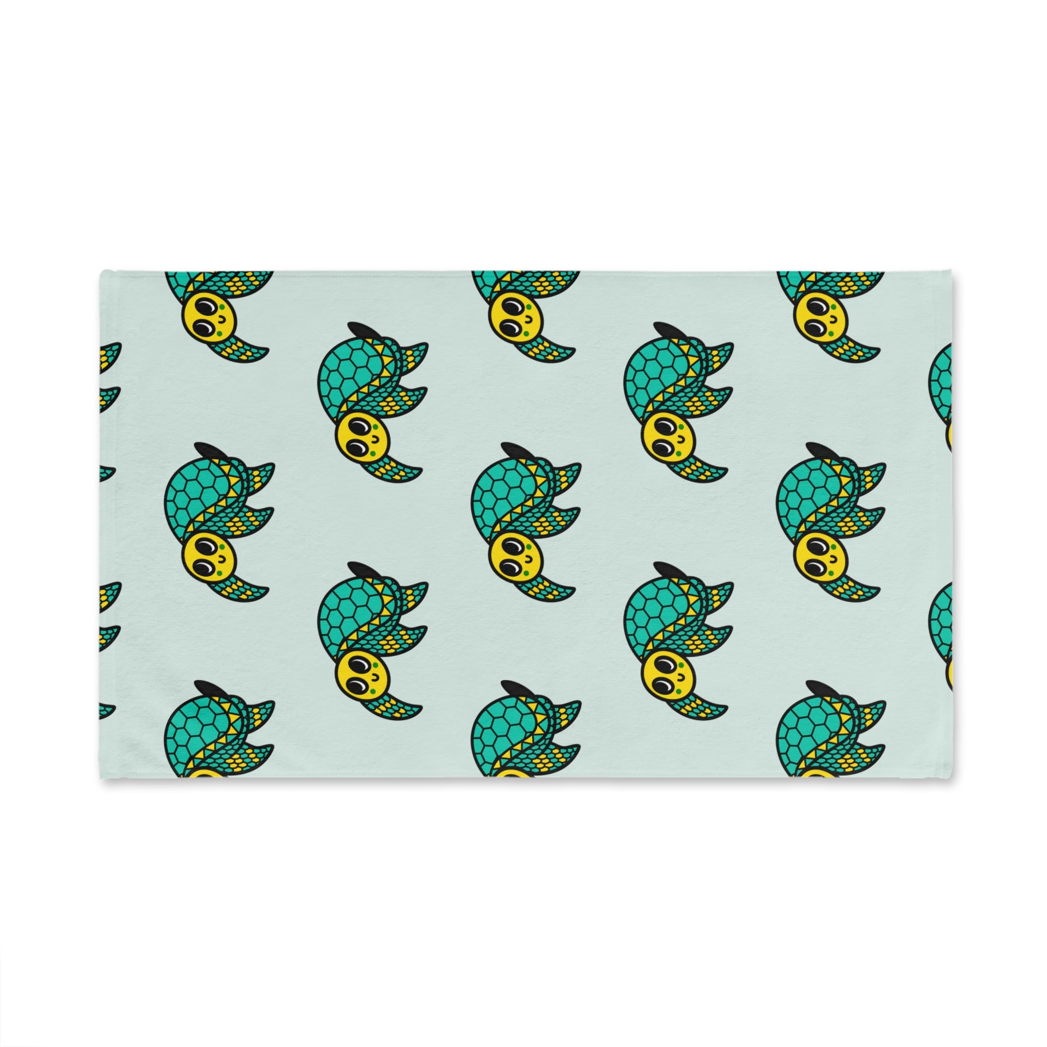 Hand-Drawn Cute Sea Turtle Hand Towel, Coastal Bathroom Decor, Whimsical Ocean Kitchen Towel, Turtle Tea Towel, Beach House Gift