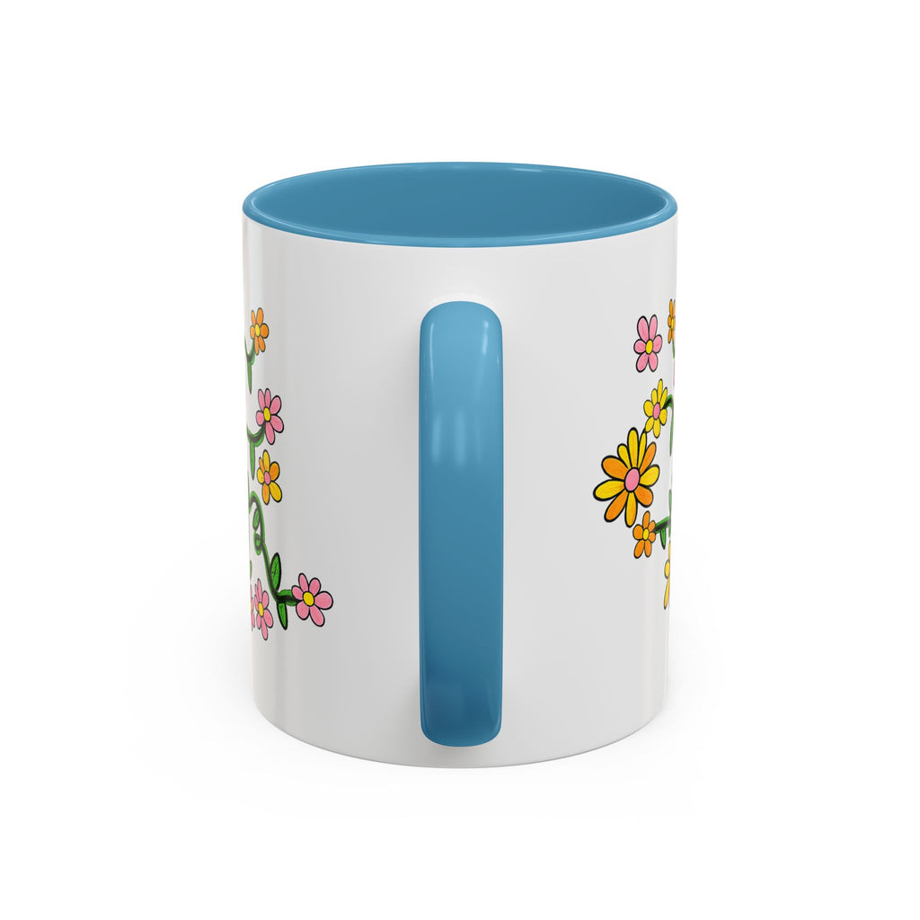 Hand-Drawn Yellow Pink Orange Flower Vine Mug | Accent Coffee Mug