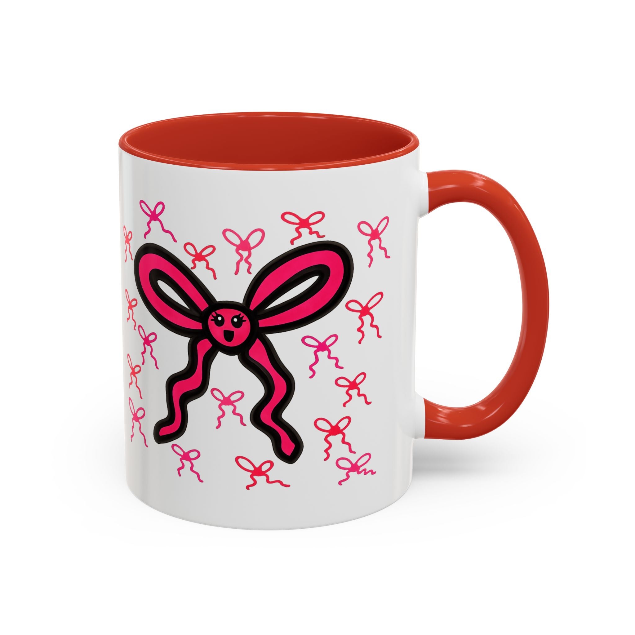 Hand-Drawn Pink Bow Bunny Mug | Accent Coffee Mug