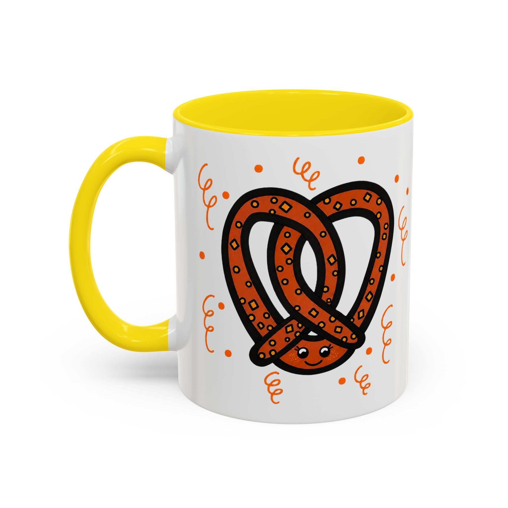 Hand-Drawn Orange Pattern Pretzel mug | Accent Coffee Mug 11oz 15oz