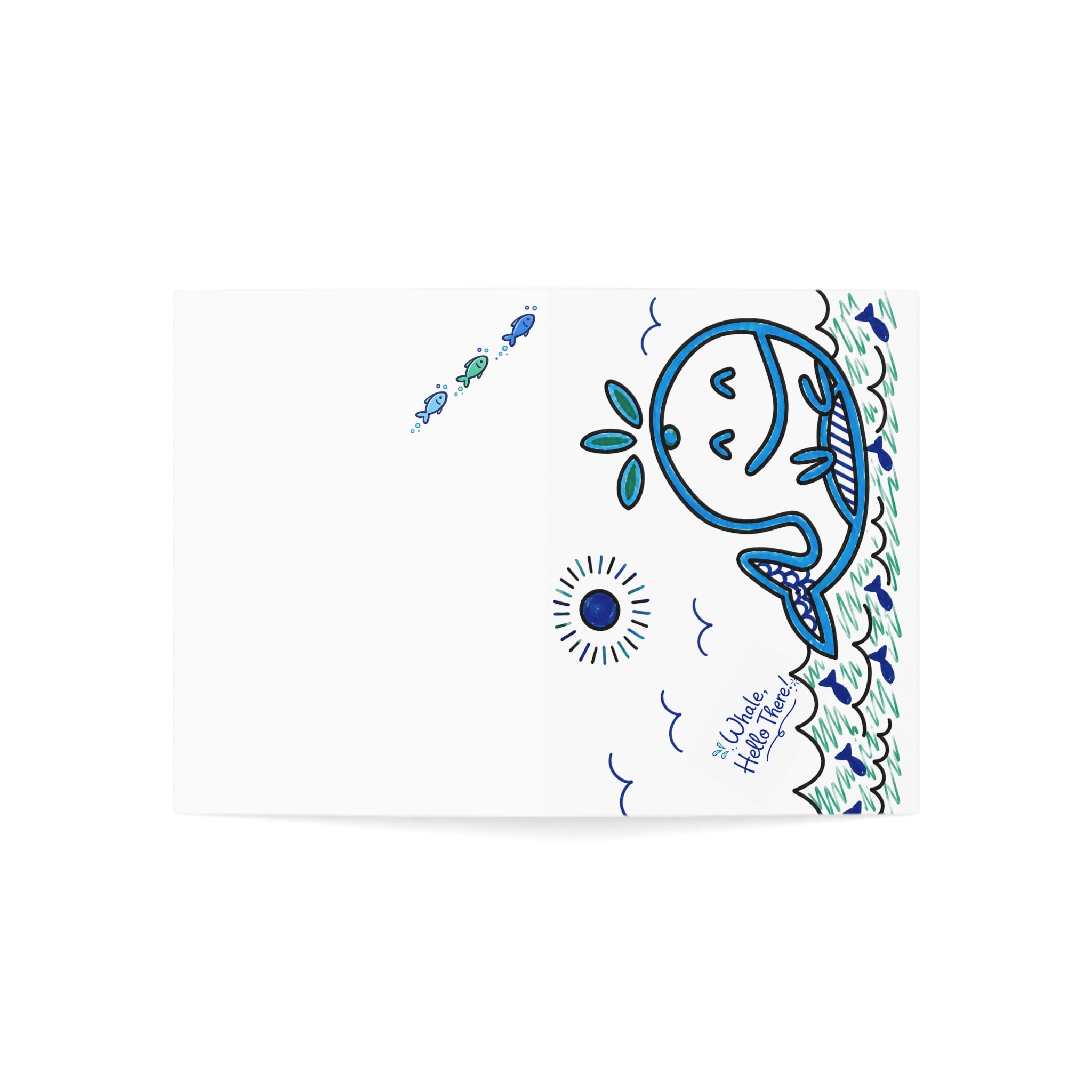 Cute Whale Greeting Card, Hand Drawn Coastal Card, Whimsical Ocean Whale Card, Beach Lover Gift Card