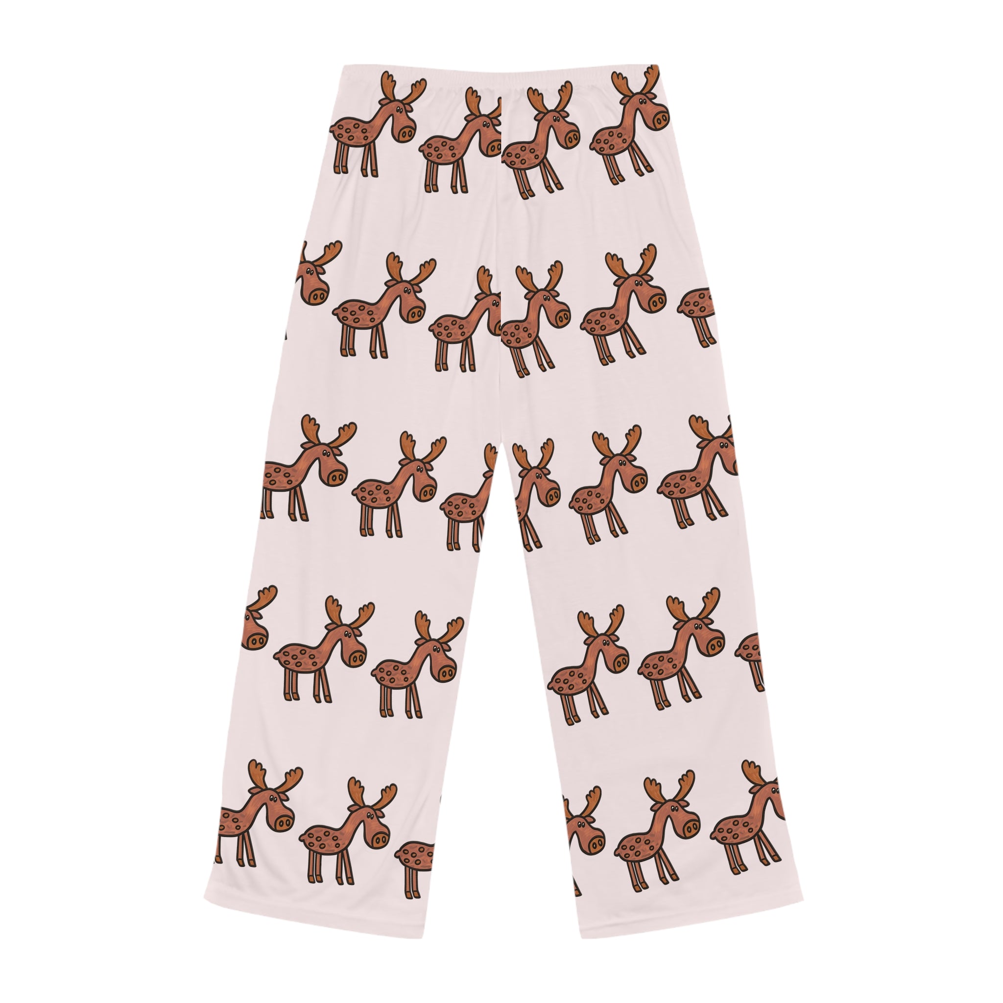 Hand-Drawn Cute Cartoon Moose Pajama Pants | All-Over Print