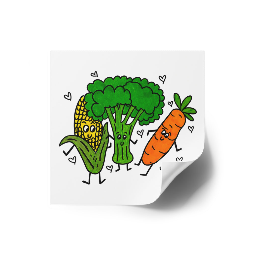 Cute Veggie Sticker, Hand Drawn Dancing Vegetable Sticker, Whimsical Food Vinyl Sticker, Cute Planner Decal