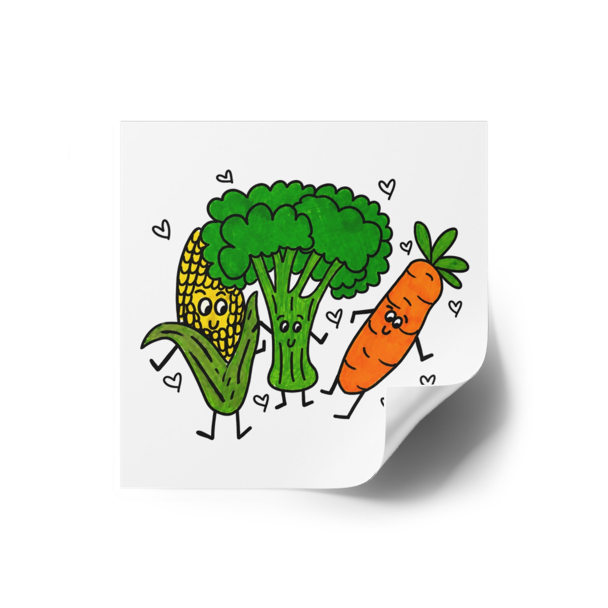 Cute Veggie Sticker, Hand Drawn Dancing Vegetable Sticker, Whimsical Food Vinyl Sticker, Cute Planner Decal