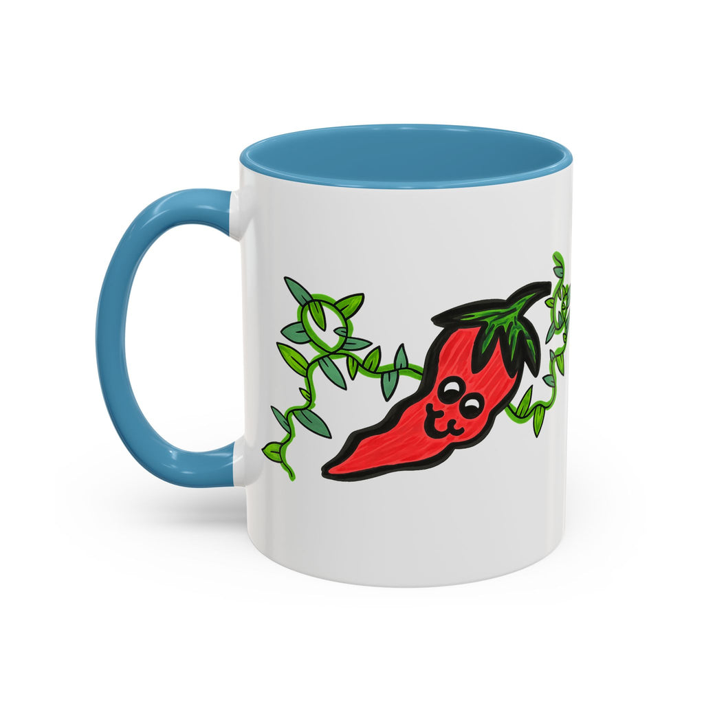 Hand-Drawn Cute Chili Pepper Vine Coffee Mug | Hot Veggie Accent Mug