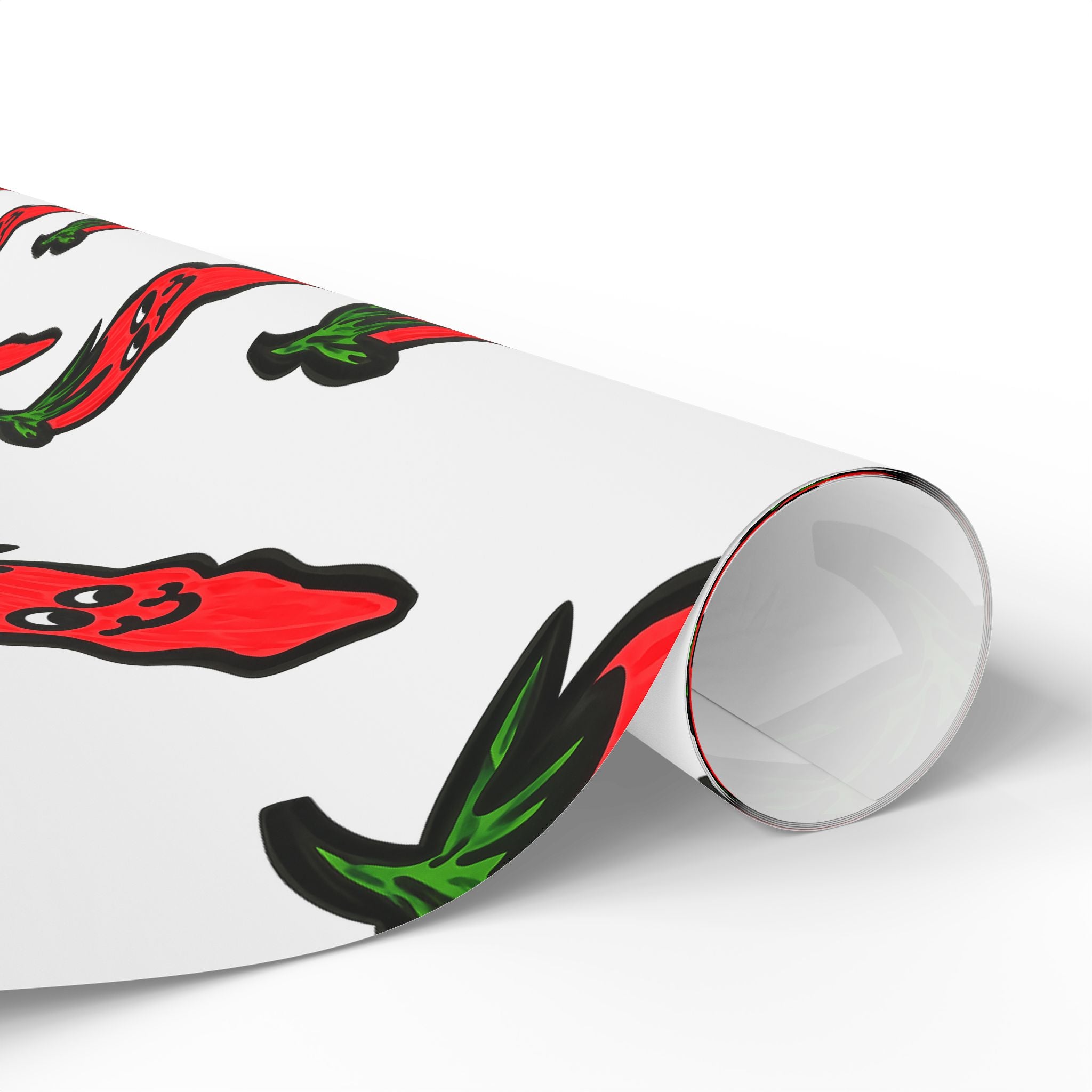 Hand-Drawn Smiling, Cute Chili Pepper Wrapping Paper | Whimsical Pepper Food Pattern