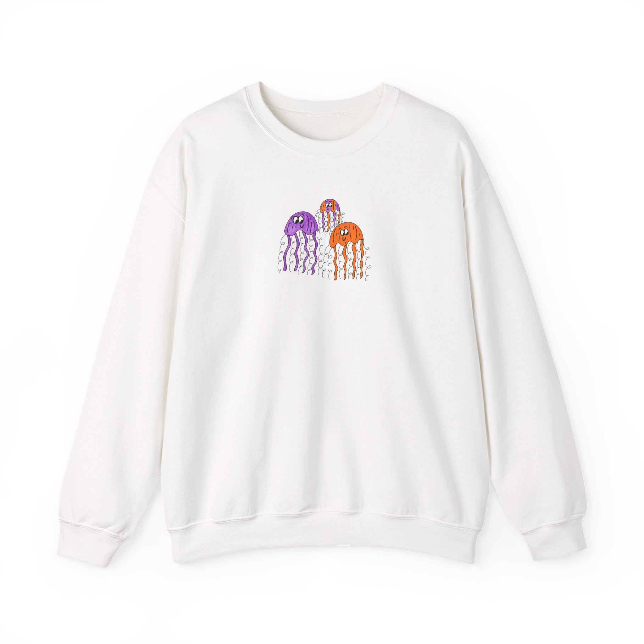 Hand-Drawn Colorful Jellyfish trio sweatshirt | Cute ocean sea creatures crewneck