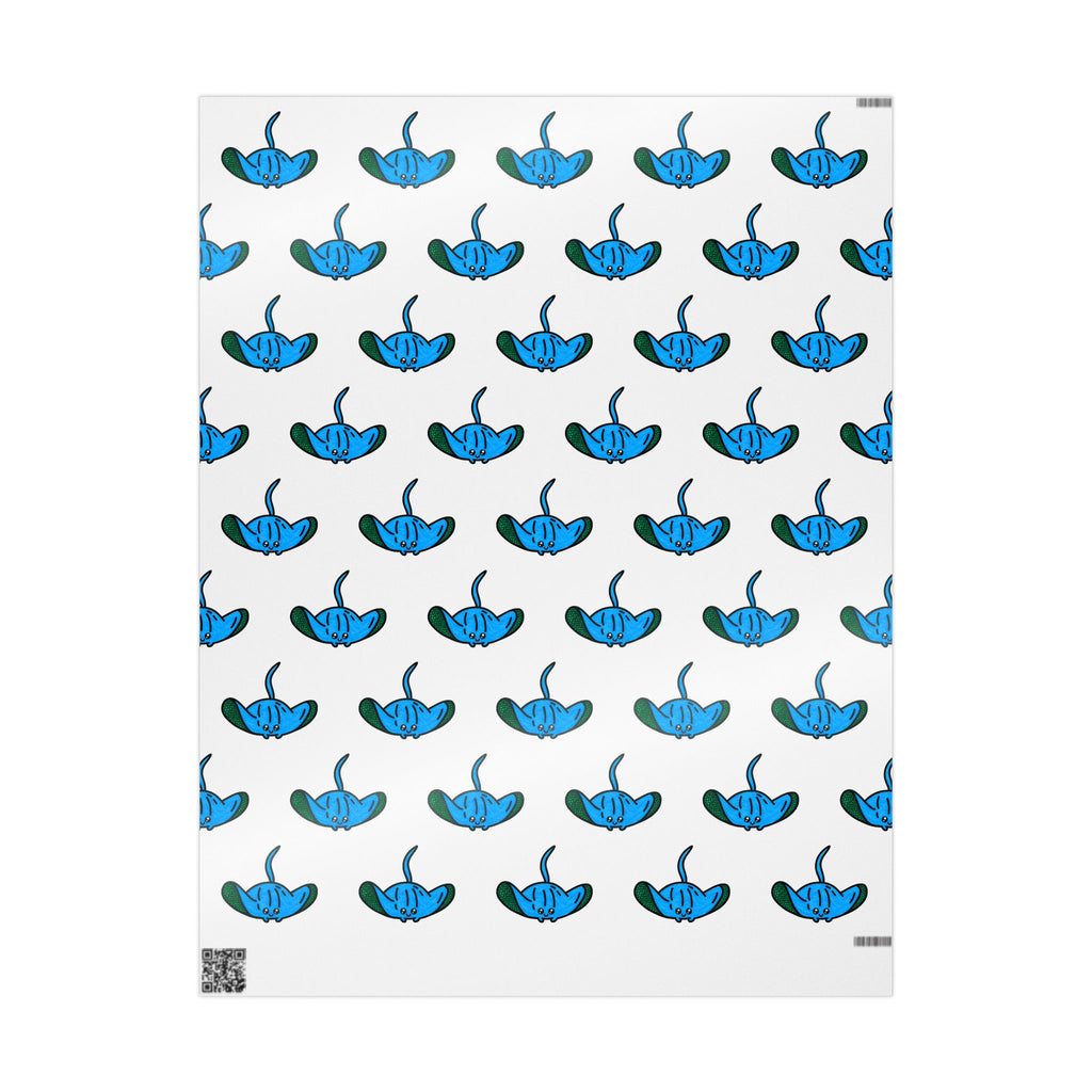 Hand-Drawn Blue Stingray pattern Wrapping Papers | Repeating Ocean Creature print