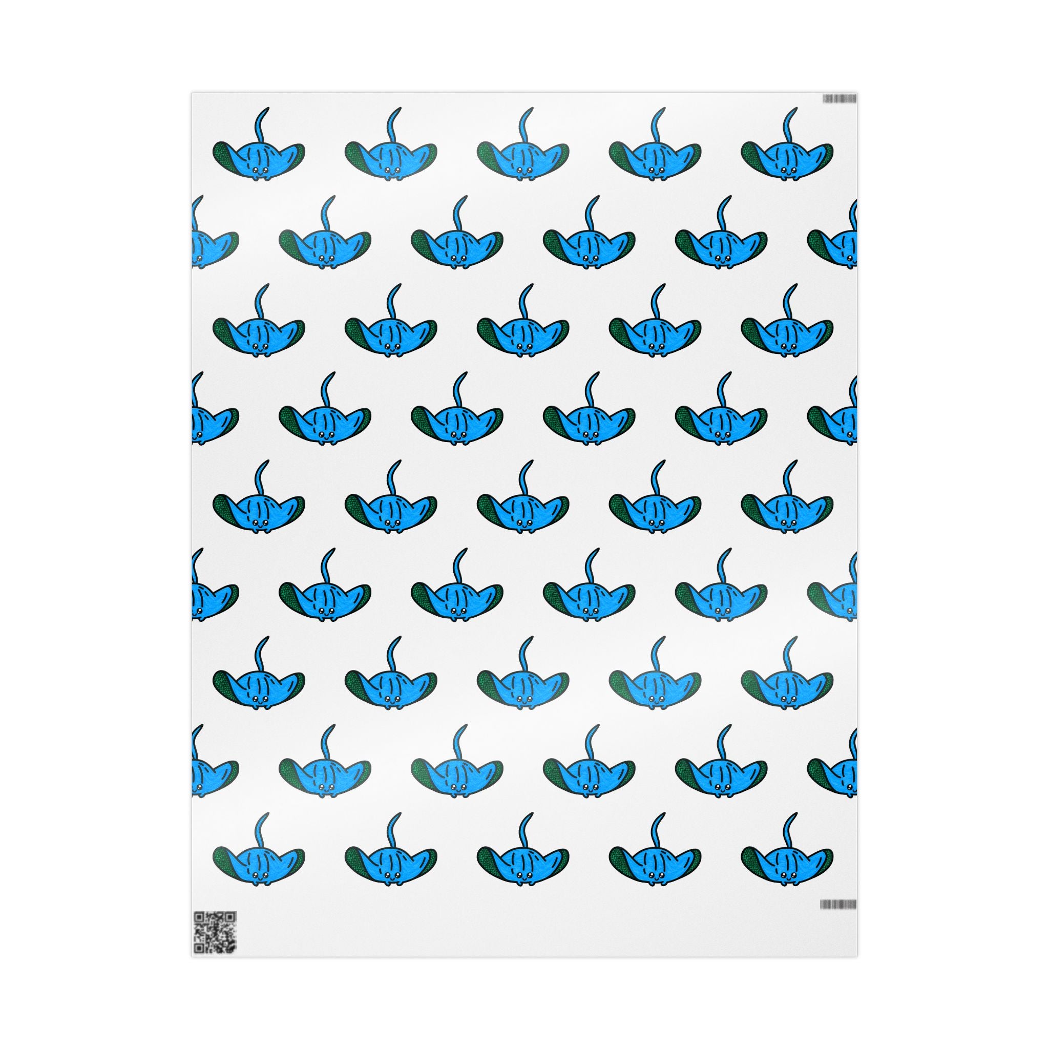 Hand-Drawn Blue Stingray pattern Wrapping Papers | Repeating Ocean Creature print