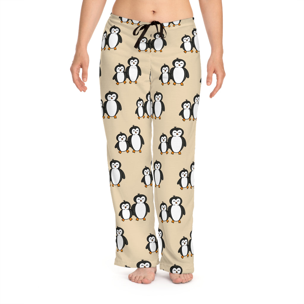 Hand-Drawn Cute Penguin Pattern Pajama Pants | All-Over Print