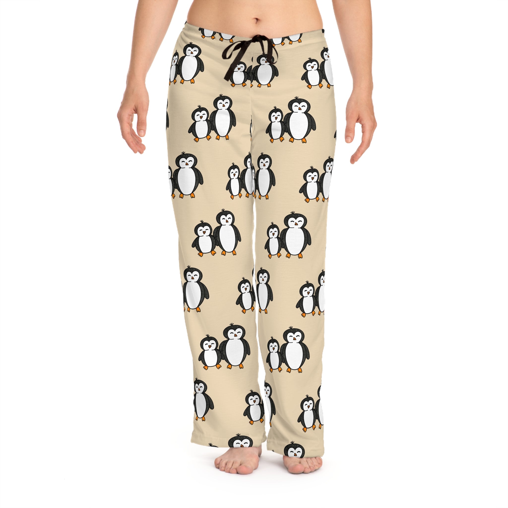 Hand-Drawn Cute Penguin Pattern Pajama Pants | All-Over Print