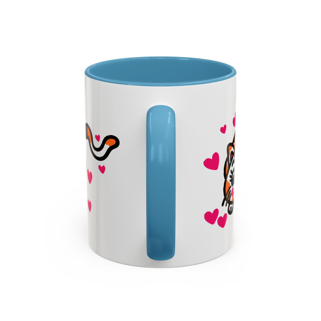 Hand-Drawn Calico Cat with Pink Hearts Mug | Accent Coffee Mug 11oz 15oz