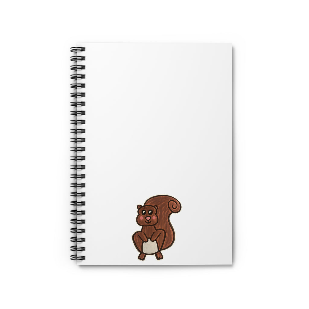 Hand-Drawn Cute Brown Squirrel Illustration Spiral Notebook | Ruled