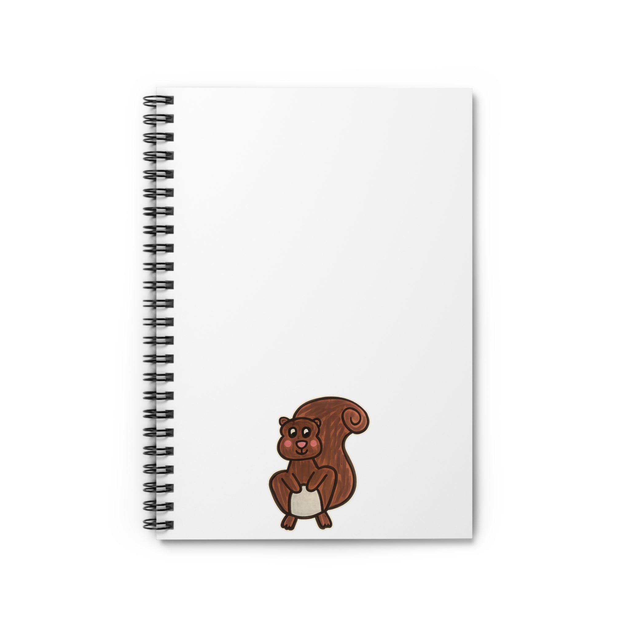 Hand-Drawn Cute Brown Squirrel Illustration Spiral Notebook | Ruled