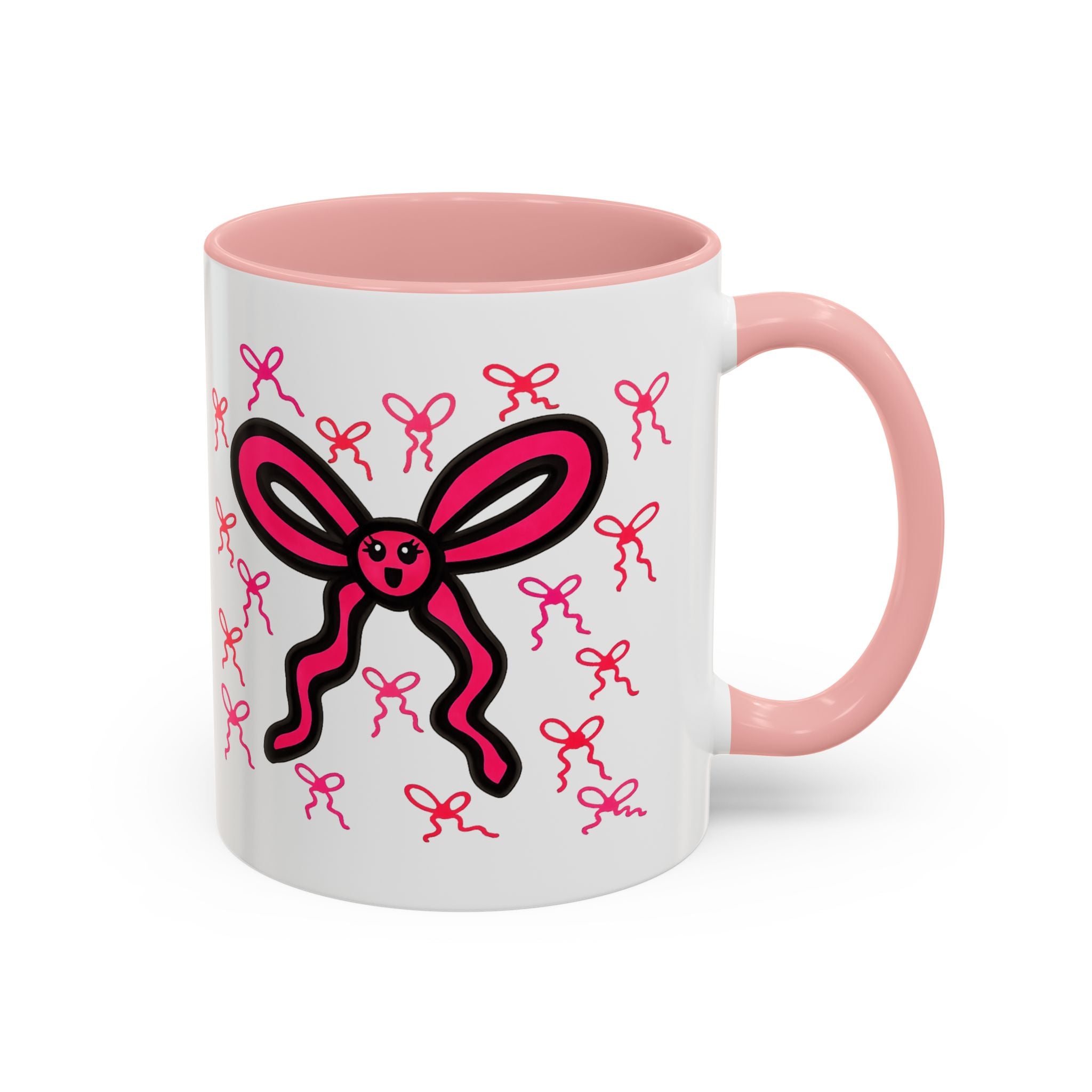 Hand-Drawn Pink Bow Bunny Mug | Accent Coffee Mug