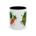 Hand-Drawn Dancing Veggies Carrot Broccoli Corn Mug | Accent Coffee Mug