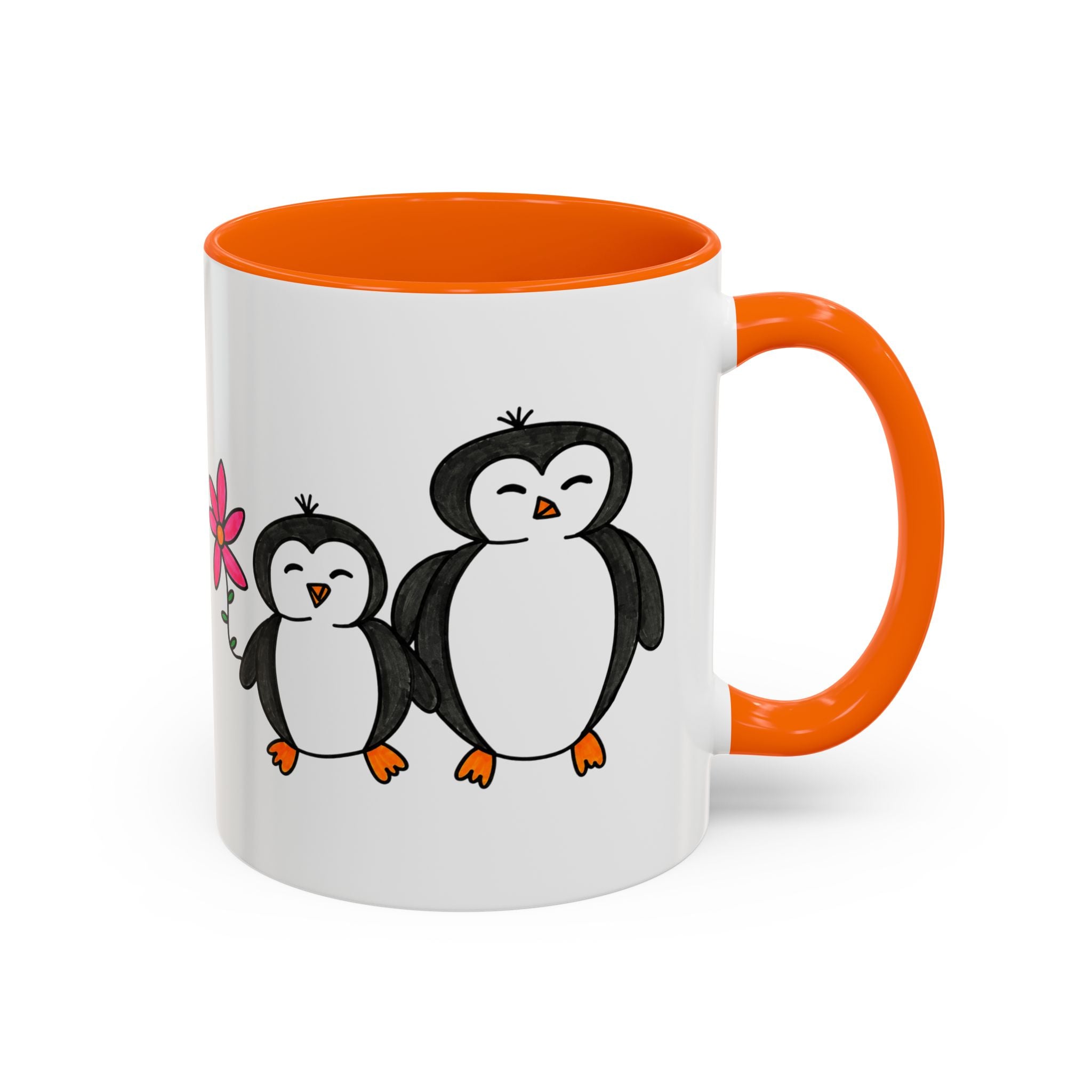 Hand-Drawn Cute Penguin Family Mug | Accent Coffee Mug