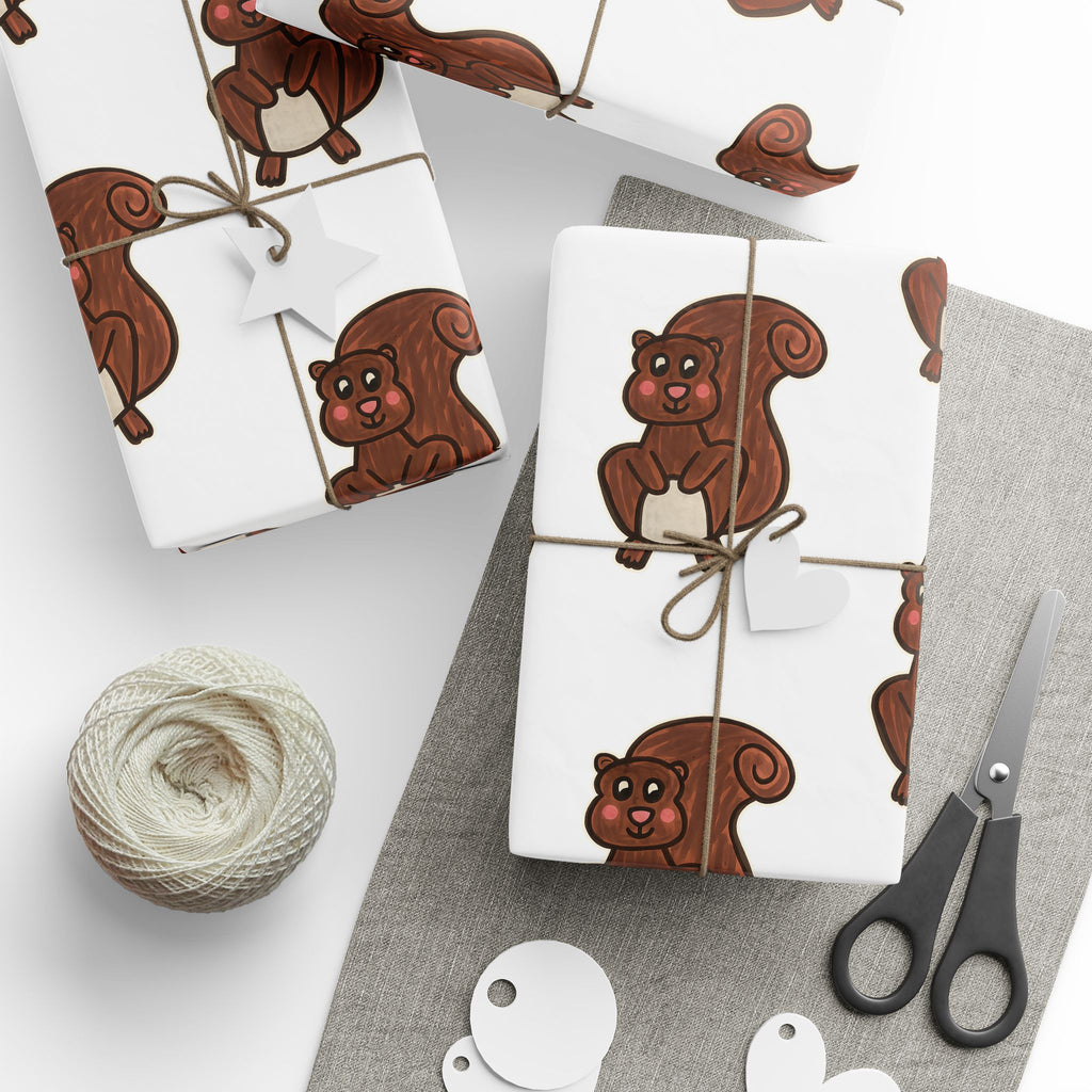 Hand-Drawn Cute Brown Squirrel Pattern Wrapping Paper | Repeat Animal Print