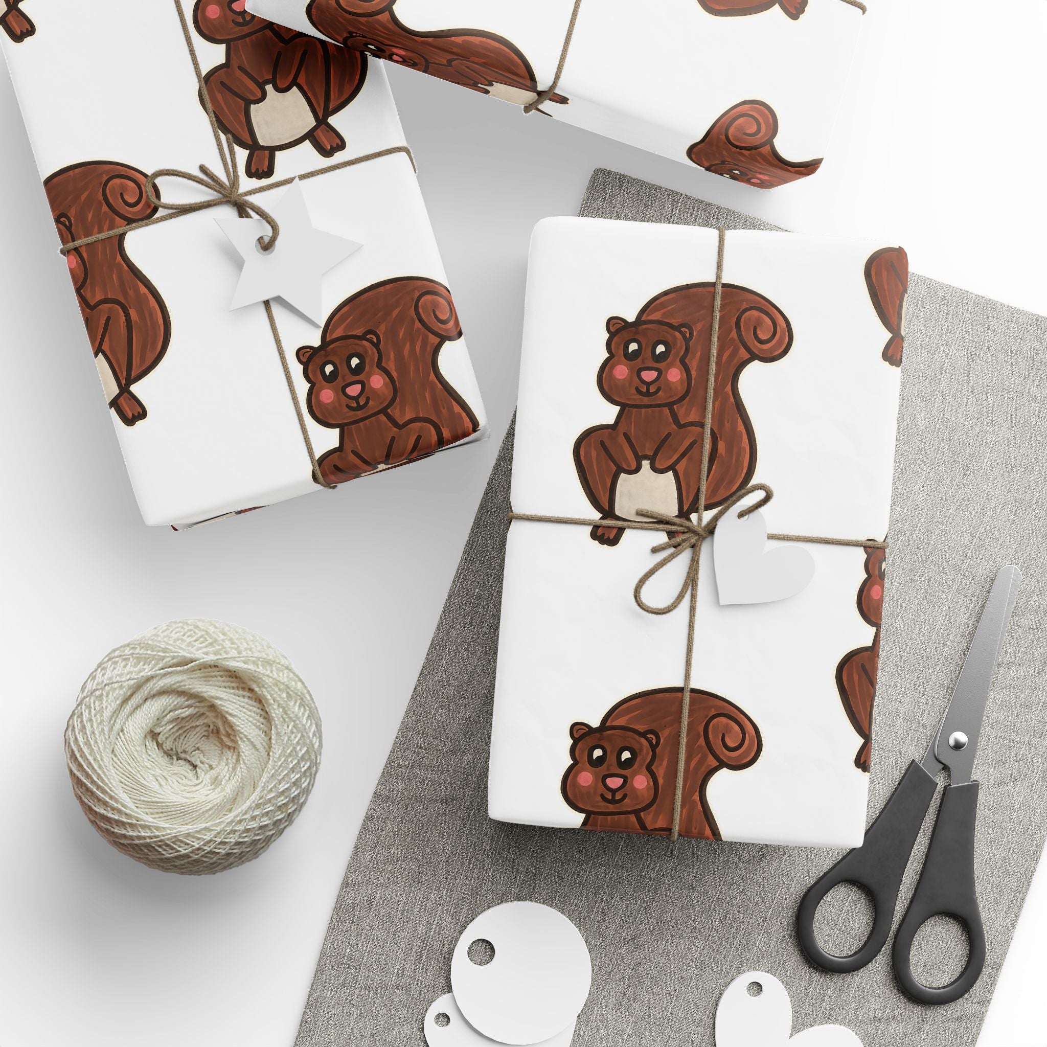 Hand-Drawn Cute Brown Squirrel Pattern Wrapping Paper | Repeat Animal Print