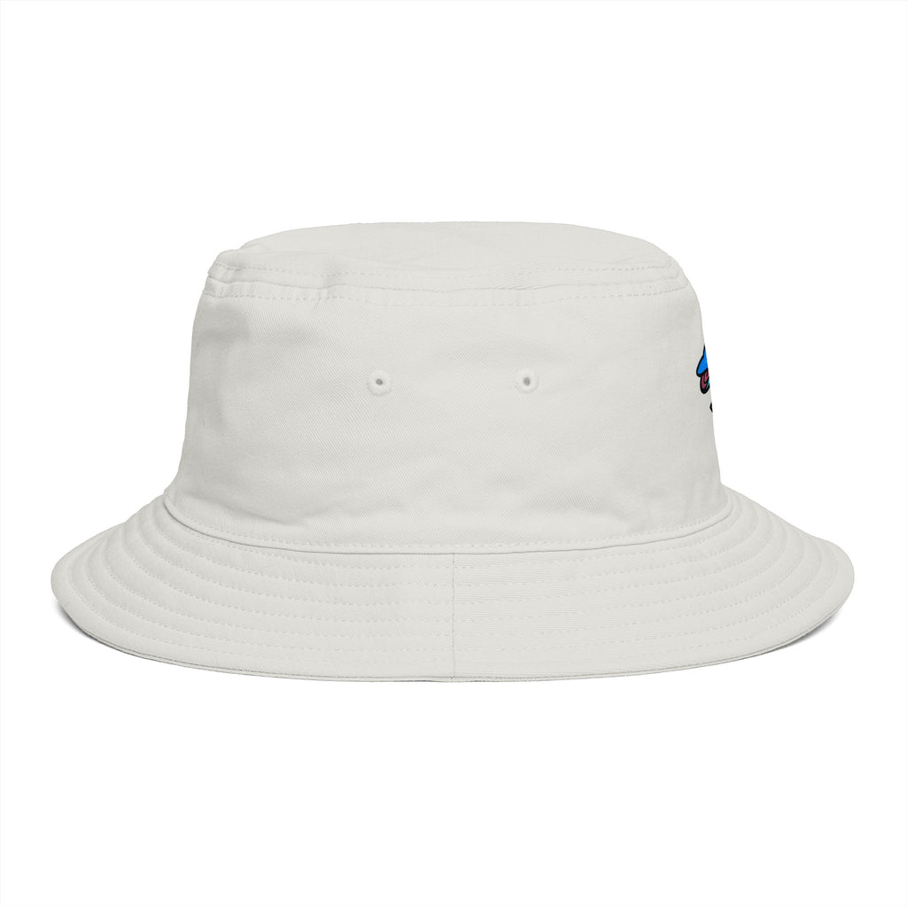 Hand-Drawn Playful Blue Dolphin Bucket Hat | Whimsical Ocean Animal Cap
