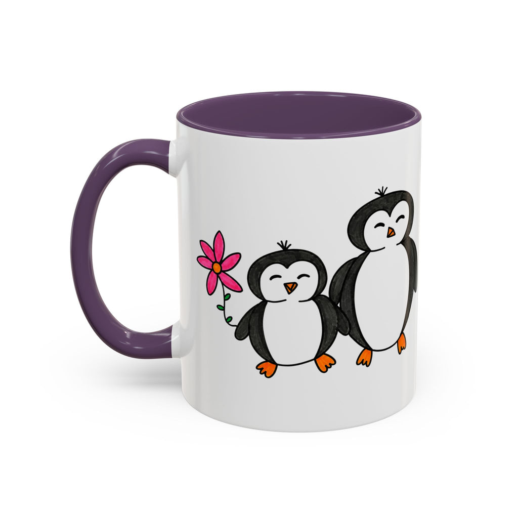 Hand-Drawn Cute Penguin Family Mug | Accent Coffee Mug