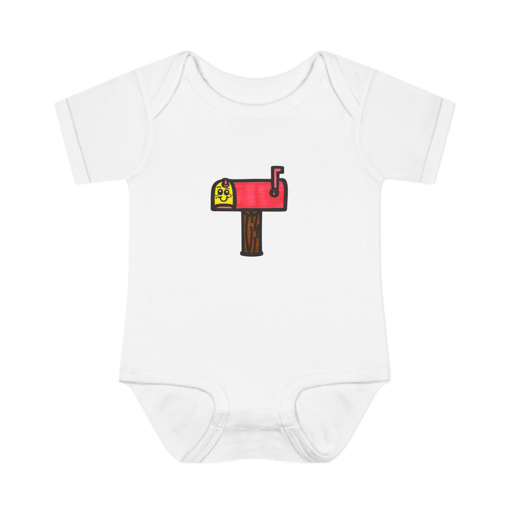Hand-Drawn Cute Mailbox Illustration Infant Bodysuit | Baby Onesie