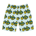 Hand-Drawn Yellow and Teal Cute Mustache Teapot and Mug Pattern Board Shorts | Charming All-Over Print