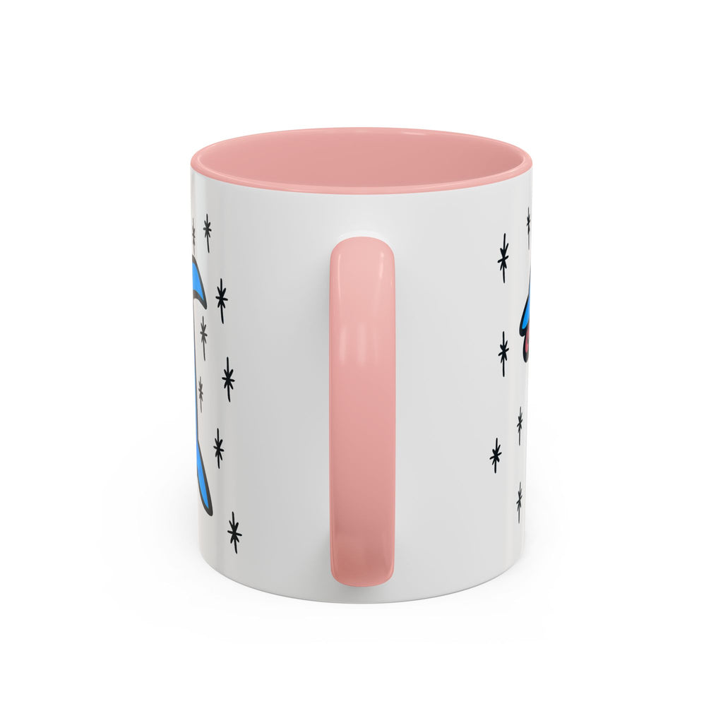Hand-Drawn Cute Blue Dolphin Mug | Cartoon Dolphin Coffee Mug, Accent Inner Color