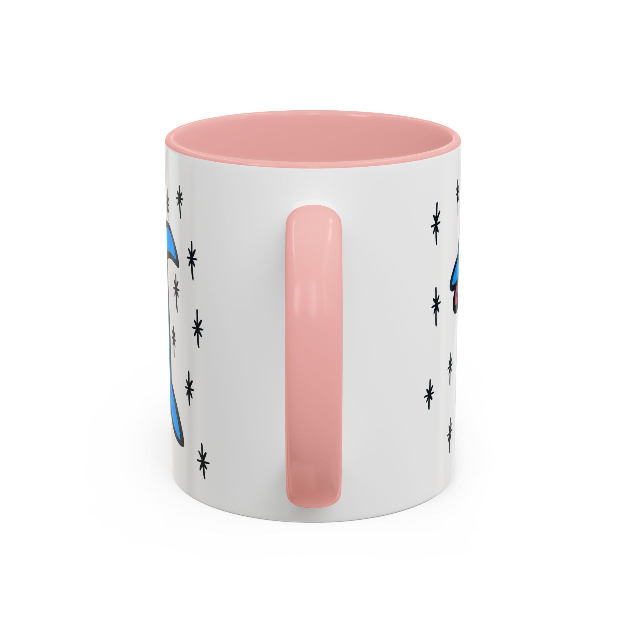 Hand-Drawn Cute Blue Dolphin Mug | Cartoon Dolphin Coffee Mug, Accent Inner Color