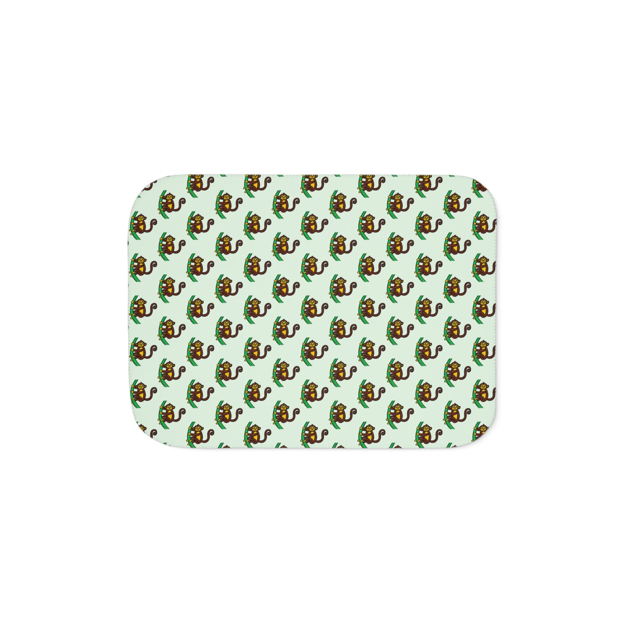 Hand-Drawn Retro Monkey Pattern Sherpa Blanket | Cute Jungle Animal Throw