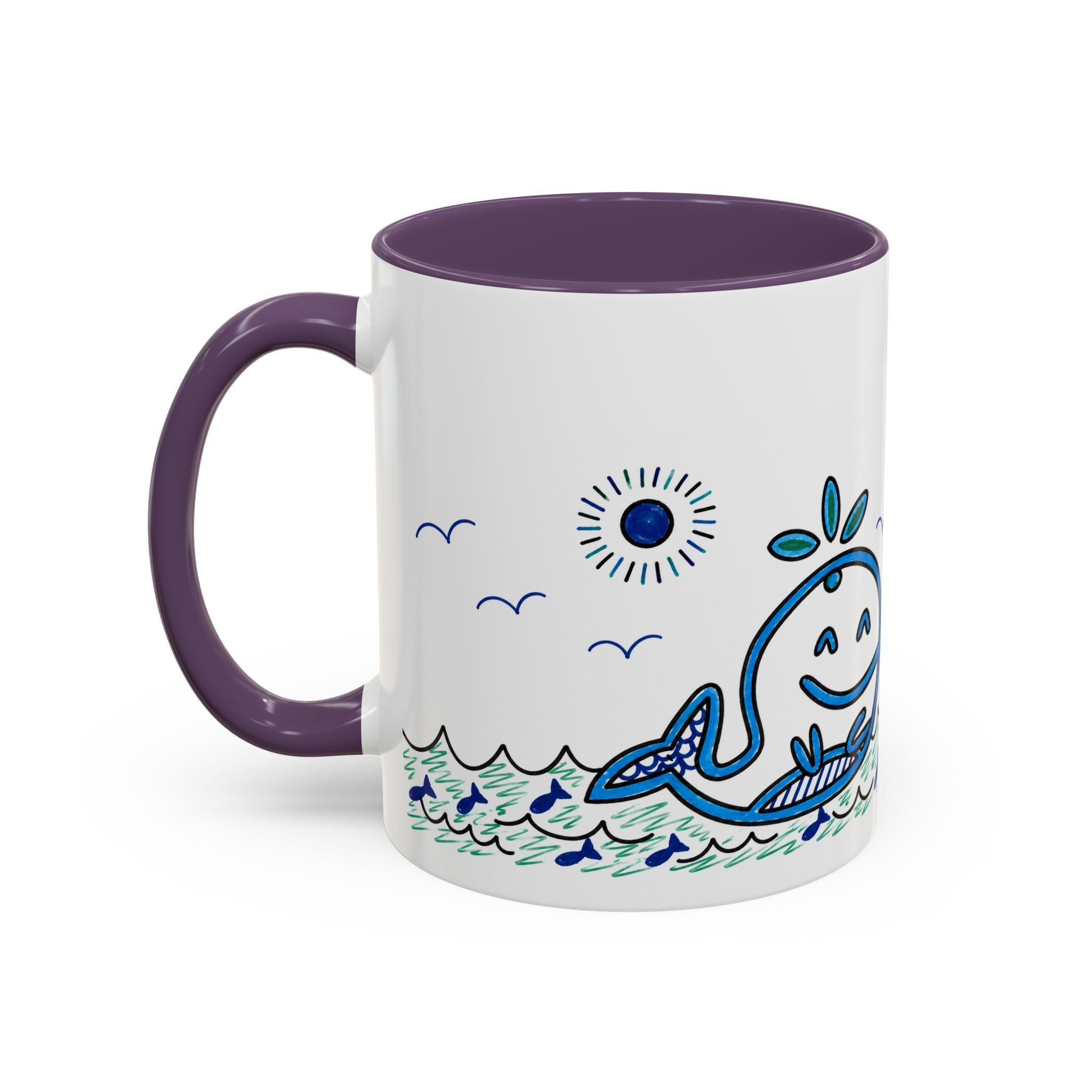 Hand-Drawn Smiling Whale Ocean Mug | Accent Coffee Mug 11oz 15oz