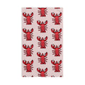 Hand-Drawn Red Lobster Pattern Hand Towel | Nautical Seafood Kitchen Towel