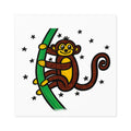 Hand-Drawn Cute Monkey on Tree Square Sticker | Indoor Outdoor