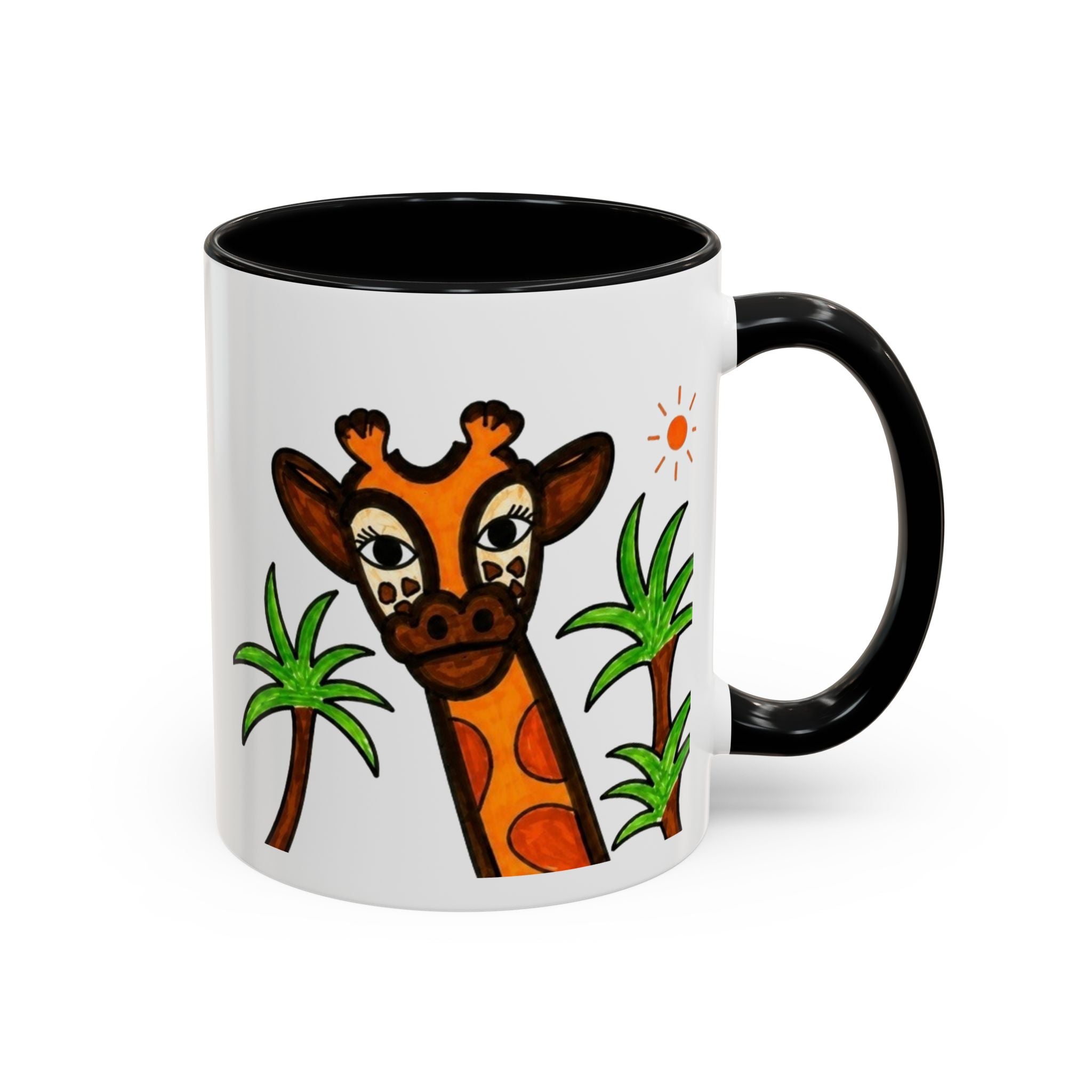 Hand-Drawn Peeking Giraffe Safari Mug | Accent Coffee Mug 11oz 15oz