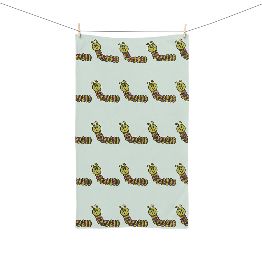 Hand-Drawn Cute Cartoon Caterpillar Hand Towel | Repeat Pattern